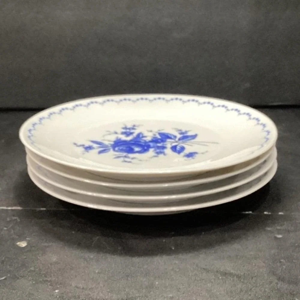 Alboth & Kaiser Bavaria Salad Plates, Set‎ of 4, Vintage Blue Floral Tableware